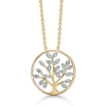14 karat guld vedhæng med livets træ og små diamanter samlet total Brillant ialt 0,10 ct.w/ pk1.