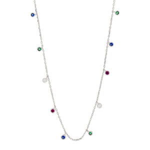 Rhd sølv halskæde med multifarvede zirkoner model GiaNor