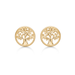 Forgyldt sølv ørestikker med livets træ fra Støvring Design