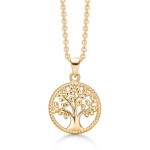 Forgyldt sølv halskæde med livets træ vedhæng fra Støvring Design
