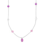Rhodineret sølv halskæde med pink sten fra Joanli Nor