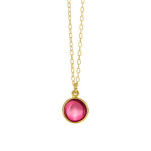 Forgyldt sølv halskæde med pink krystal fra Susanne Friis Bjørner