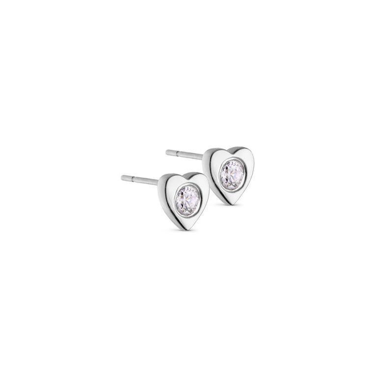 Sølv hjerte ørestikker med Swarovski fra Spinning Jewelry