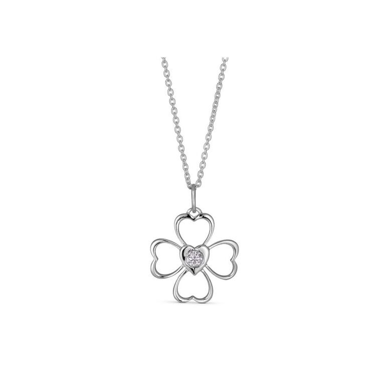 Sølv Luck'n Love halskæde m. hjerte vedhæng og Swarovski fra Spinning Jewelry
