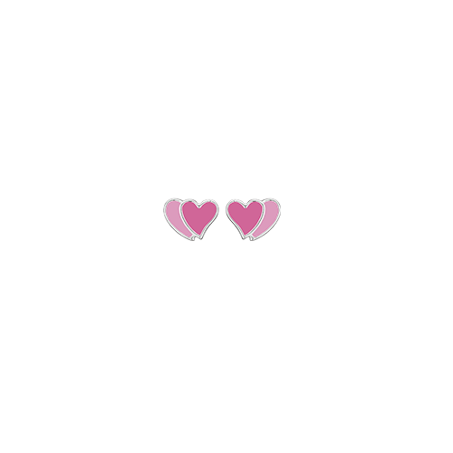 Dobbelt hjerte ørestik med lyserød emalje