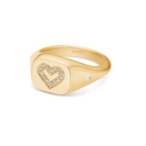 Eksklusiv signet ring i 18 karat guld fra Ro Copenhagen, med diamanter