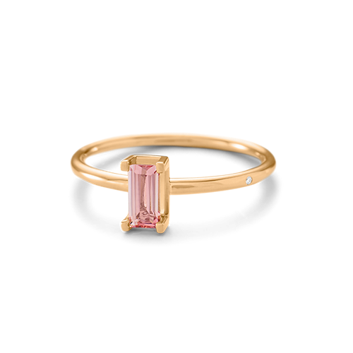 Elegant 18 karat guld ring med lyserød turmalin