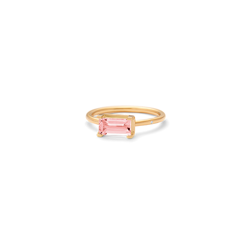 Elegant 18 karat guld ring med lyserød turmalin