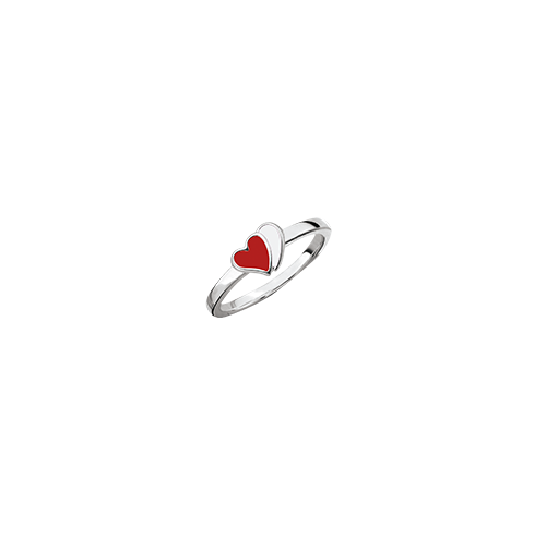 Sølv ring med rød og hvid emalje