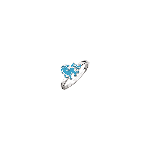 Sølv ring med blå enhjørning