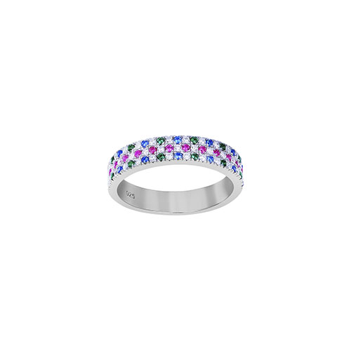 Rhodineret sølv ring med multifarvede zirkoner.