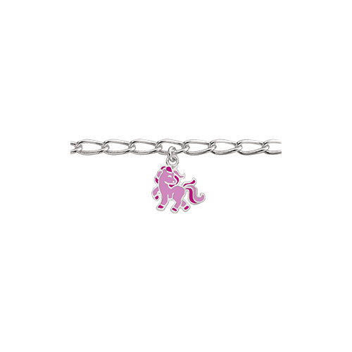 Sølv armbånd med pink enhjørning fra Støvring Design