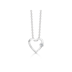 Sølv halskæde med hjerte og lille zirkon.