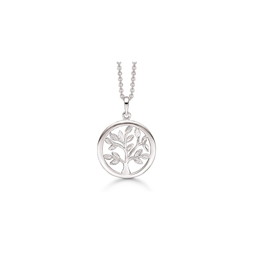 Rhodineret sølv halskæde med livets træ vedhæng fra Støvring Design