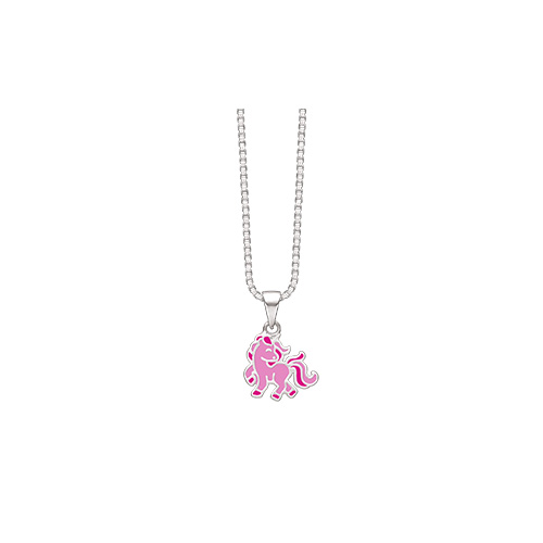 Sølv halskæde med pink enhjørning fra Støvring Design