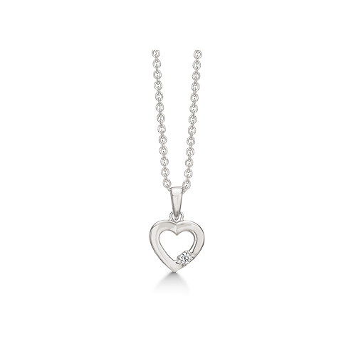 Sølv hjerte halskæde med zirkoner.