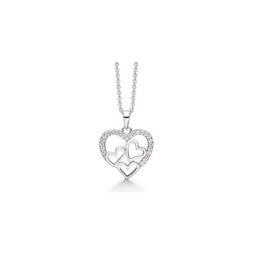 Rhodineret sølv halskæde med hjerte vedhæng fra Støvring Design