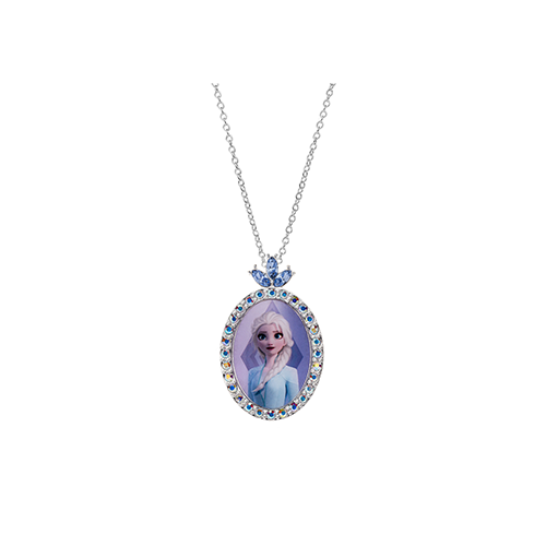 Sølv halskæde med oval vedhæng med Elsa fra Frozen