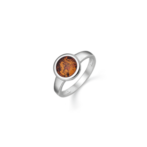 dame sølv rav ring cirkelformet støvring design