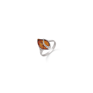 Rhodineret sølv ring med rav, fra Støvring Design
