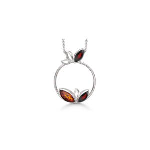 Rhodineret sølv halskæde m. rav