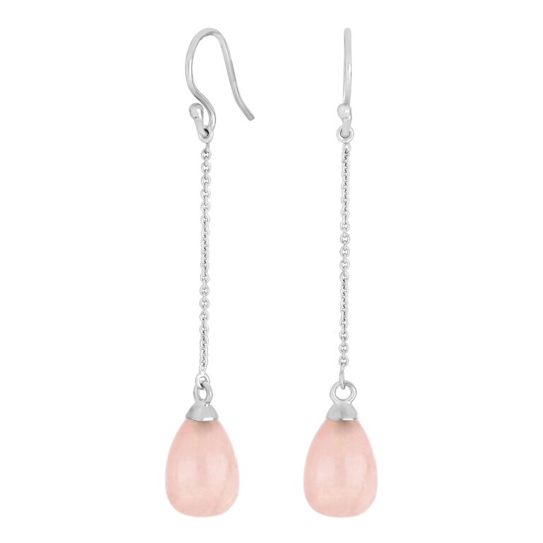 Rhodineret sølv ørehænger med rosa kvarts fra Nordahl Jewellery