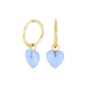 Forgyldt sølv ørehænger med blå chalcedon hjerte fra Nordahl Jewellery