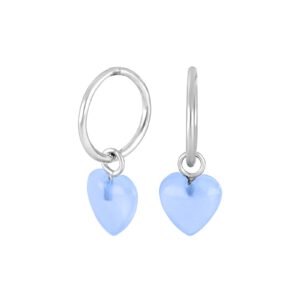 Rhodineret sølv ørehænger med blå chalcedon hjerte fra Nordahl Jewellery