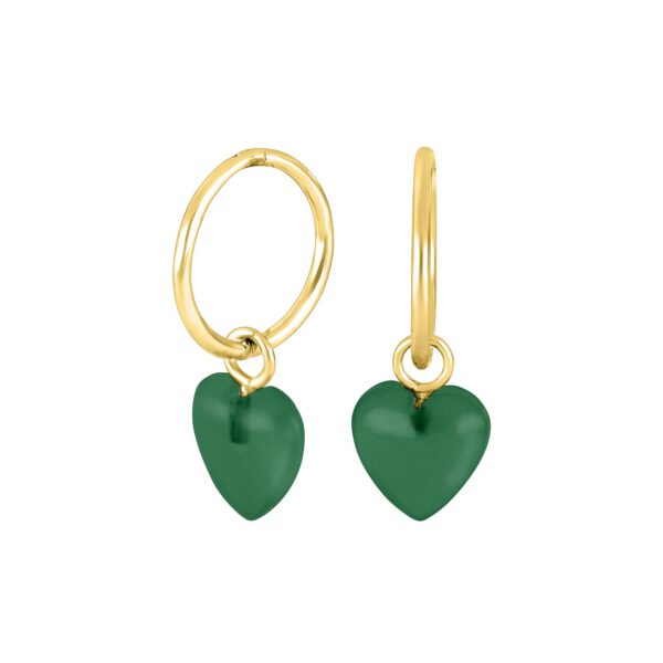 Forgyldt sølv ørehænger med grøn chalcedon hjerte fra Nordahl Jewellery