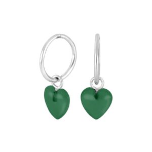 Rhodineret sølv ørehænger med grøn chalcedon hjerte fra Nordahl Jewellery