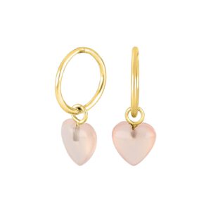 Forgyldt sølv ørehænger med pink chalcedon hjerte fra Nordahl Jewellery