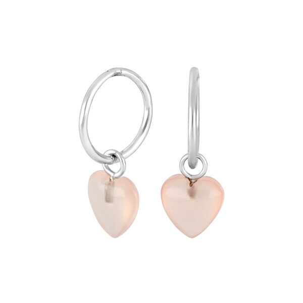 Rhodineret sølv ørehænger med pink chalcedon hjerte fra Nordahl Jewellery
