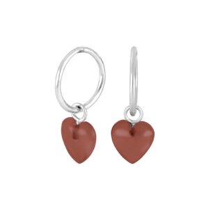 Rhodineret sølv ørehænger med rød onyx hjerte fra Nordahl Jewellery