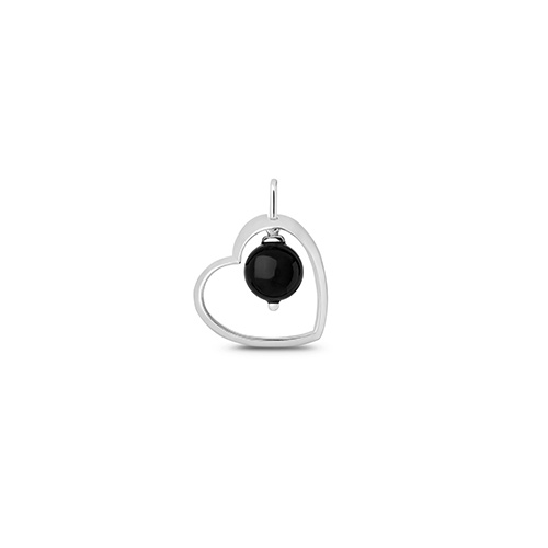 rhodineret sølv Black Onyx Heart vedhæng fra Spinning Jewellery