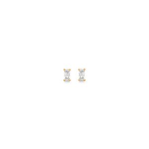 8 karat guld ørestikker med aflang zirkon fra Støvring Design