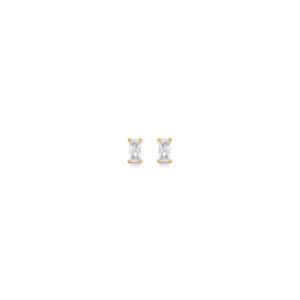 8 karat guld ørestikker med aflang zirkon fra Støvring Design