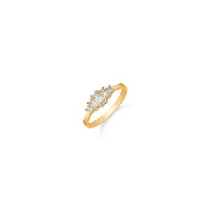 8 karat guld ring med fem aflange zirkoner