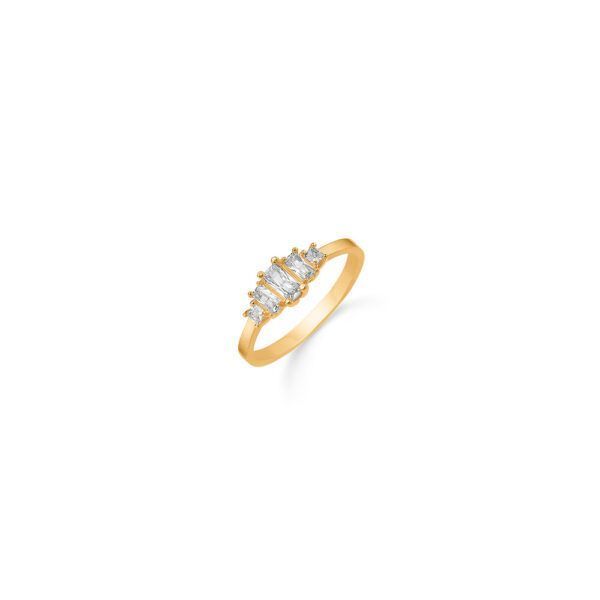 8 karat guld ring med fem aflange zirkoner
