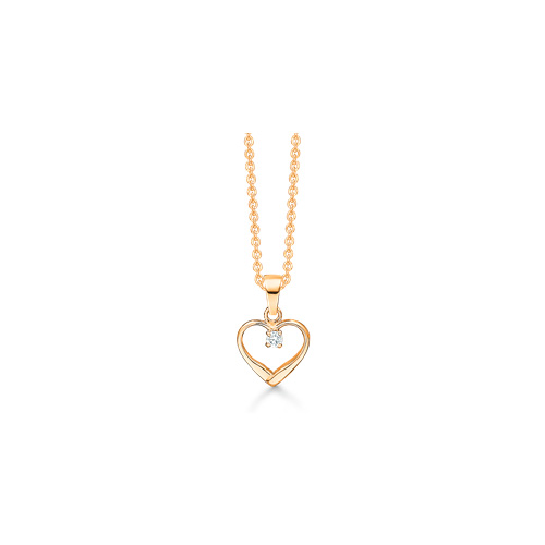 Halskæde med 8 karat guld hjerte vedhæng med en lille zirkon fra Støvring Design