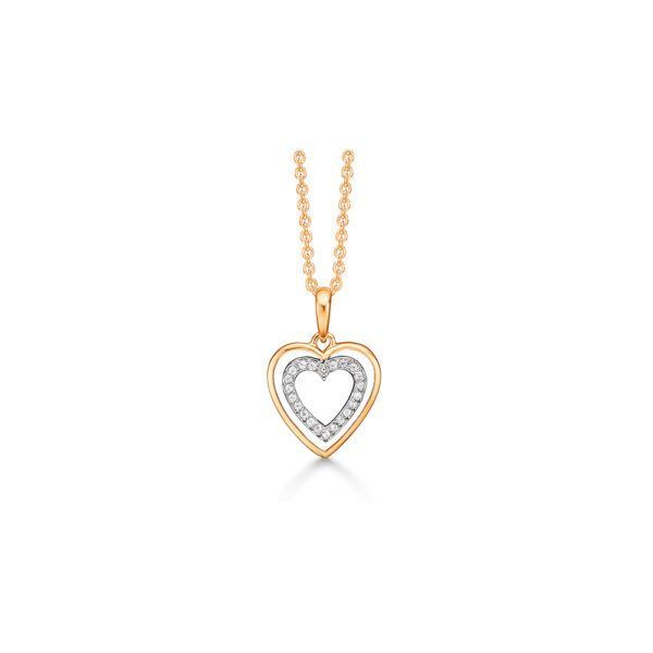guld halskæde med hjerte vedhæng fra Støvring Design
