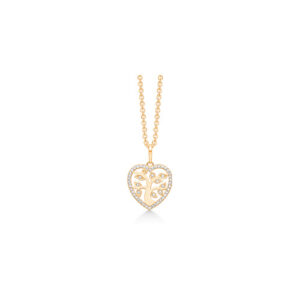 8 karat guld halskæde med hjerte vedhæng med små zirkoner fra Støvring Design