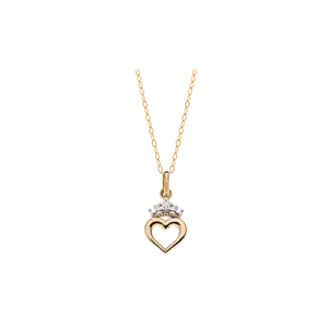 9 karat guld halskæde med hjerte vedhæng med krone fra Disney.