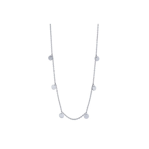 Rhodineret sølv halskæde med sølv plader