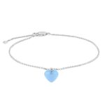 Rhodineret sølv armbånd med blå chalcedon hjerte fra Nordahl Jewellery