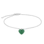 Rhodineret sølv armbånd med grøn chalcedon hjerte fra Nordahl Jewellery