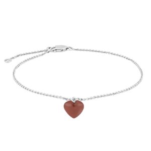 rhodineret sølv armbånd med rød onyx hjerte fra Nordahl Jewellery