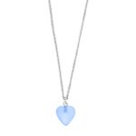 Rhodineret sølv halskæde med blå chalcedon hjerte fra Nordahl Jewellery