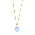 Forgyldt sølv halskæde med blå chalcedon hjerte fra Nordahl Jewellery