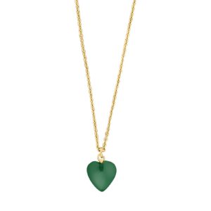 Forgyldt sølv halskæde med grøn chalcedon hjerte fra Nordahl Jewellery