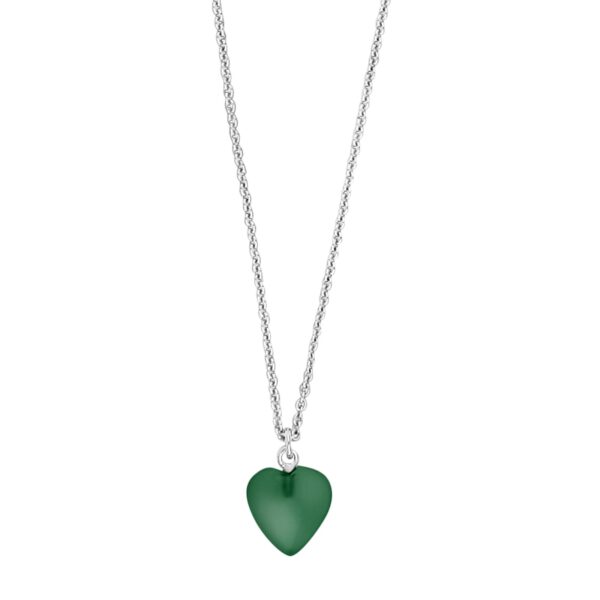 Rhodineret sølv halskæde med grøn chalcedon hjerte fra Nordahl Jewellery